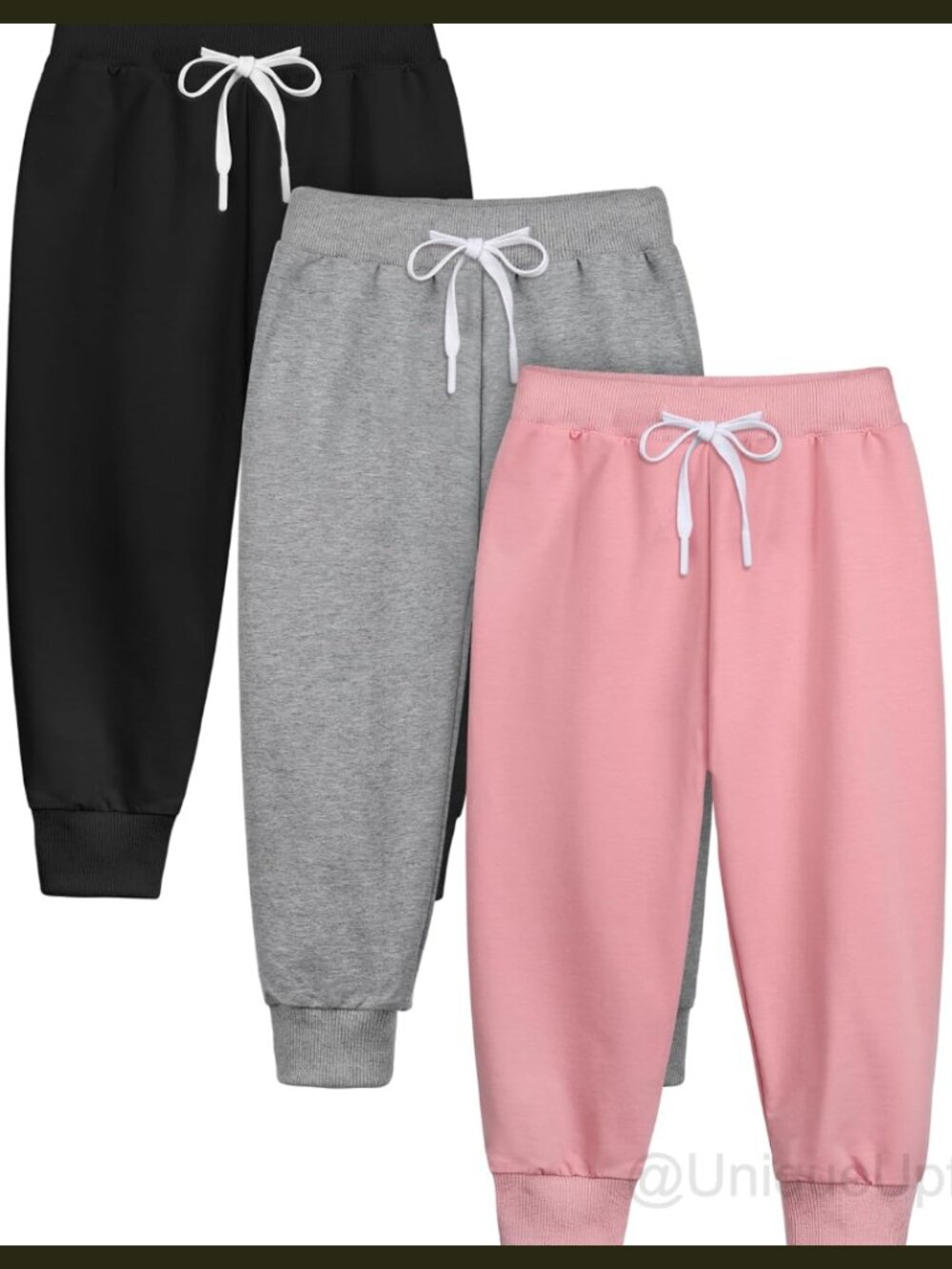 Toddler Girls Cotton Joggers Sweatpants Pull-On Drawstring Cuffed Active Pants